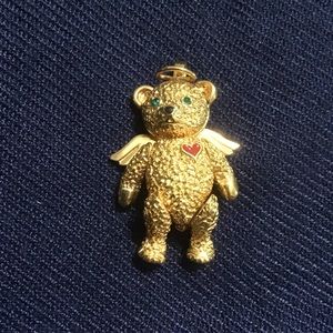 Vintage Batya Angel bear club brooch or pendant